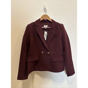 The Drop Women's Burgandy Long Sleeve Button Front Blazer Jacket Size S NWT